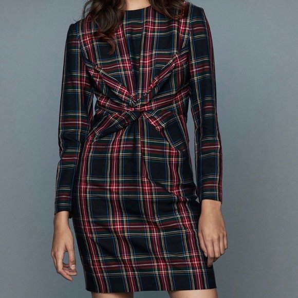 MAJE Ripper Tartan-print Woven Dress In Carreaux - Picture 1 of 11
